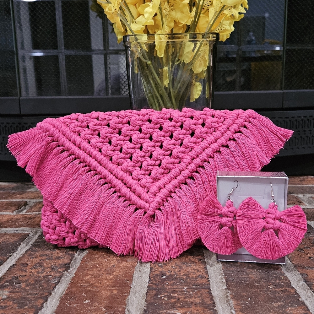 Custom Order Macrame Clutch/ Or Earrings - Picture 12 of 12